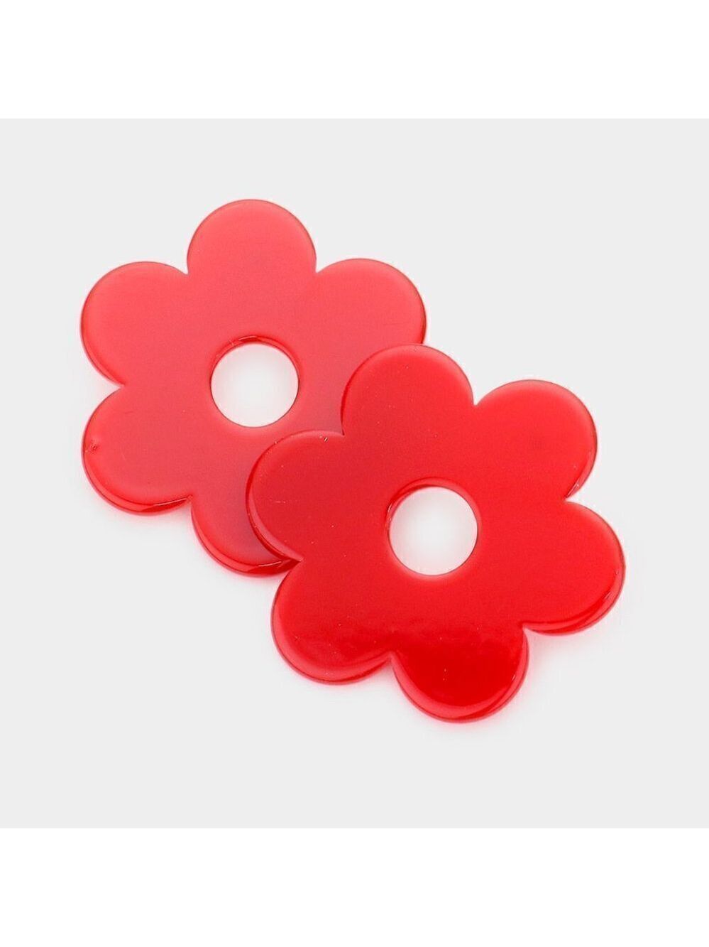 NEW Retro Red Resin Flower Daisy Stud Earrings